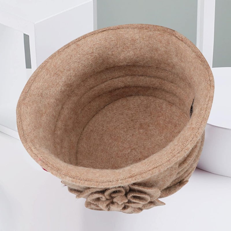 Sumolux Women Beret Hat French Vintage Floral Wool Dress Cloche Classic Winter Hat 1920s - Image 5